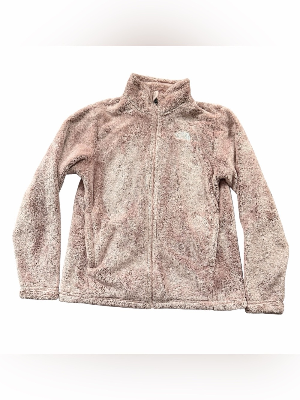 The North Face Girls XL 14/16 Pink Fuzzy Full Zip Fleece Jacket Sherpa Soft Cozy